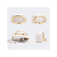 thumbnail image 6 of Women's White Clutch Purse with Gold Ring Handle Fashion Evening Handbag, 6 of 9