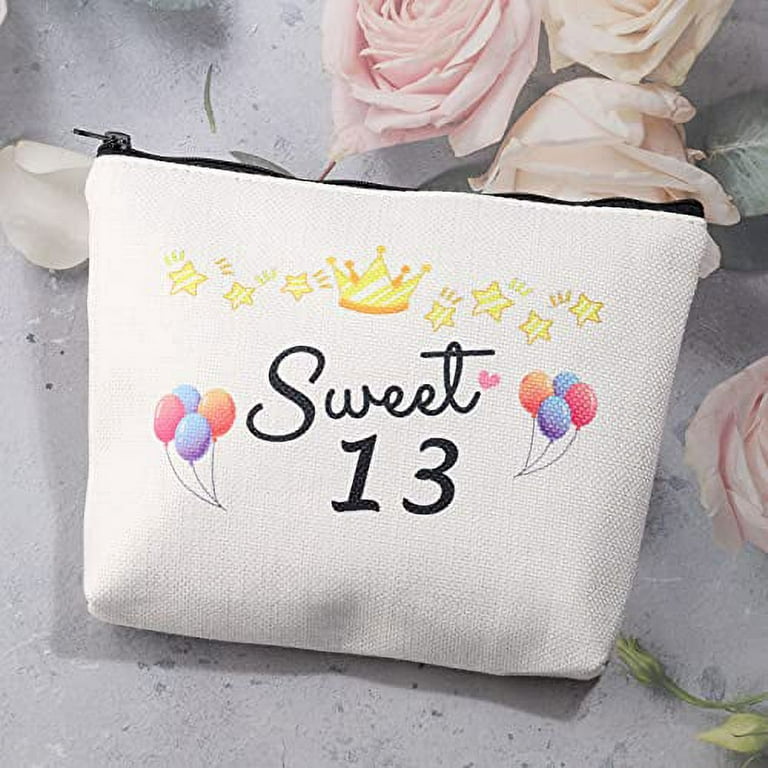 13th Girls Birthday Gifts Makeup Bag 13 Year Old Girl Gift Ideas Travel  Cosmetic Bag Birthday Gifts for 13 Year Old Girls Bestie Sister Daughter