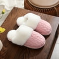 thumbnail image 5 of Women's Knit Cable Fuzzy Slippers Winter Warm Comfy Plush Lined Bedroom House Slides Shoes for Indoor and Outdoor, 5 of 9