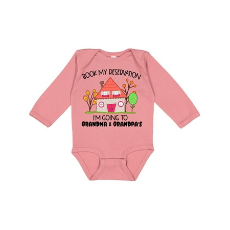 

Inktastic Book my Reservation- I m Going To Grandma and Grandpa s Gift Baby Boy or Baby Girl Long Sleeve Bodysuit