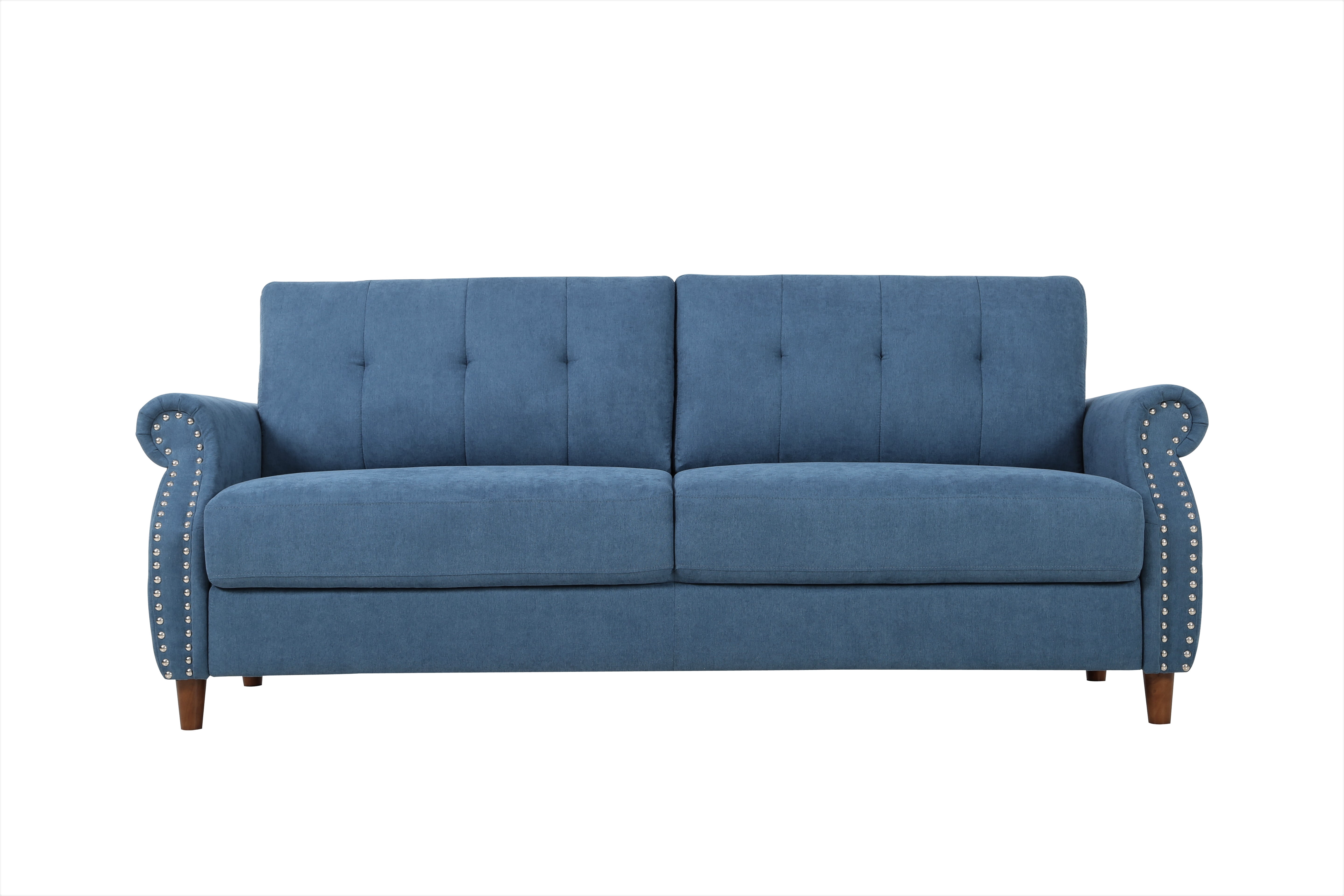 US Pride Furniture Matsuko 79.53" Rolled Arm Polyester Sofa, Ocean Blue