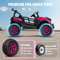 thumbnail image 6 of TOKTOO 24 Volt Ride on Toy for Big Kids, 24V Ride Ons with 4 Power EVA Wheels, 24V 2 Seater Battery Powered Ride on UTV Car, 4WD, 800W, 5.1 Mph, Kid Electric Car with Remote Control, Aged 3-8Y, Pink, 6 of 14