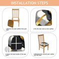 thumbnail image 4 of Black White and Gold Marble Seat Covers for Dining Room Chairs Set Of 6,Stretch Printed Washable Chair Seat Cover with Elastic Ties and Button,Removable Waterproof Couch Cushion Covers, 4 of 6