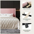 thumbnail image 6 of Amolife Full Size Bed Frame, Velvet Platform Bed with Upholstered Wingback Headboard, No Box Spring Needed, Pink, 6 of 12