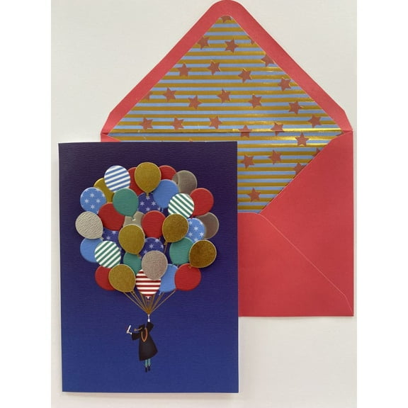 NIQUEA.D, Grad Figure Lifted By Balloons Graduation Card