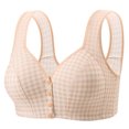 thumbnail image 2 of Byworldtasic Womens Plus Size Gingham Front Button Wireless Bra Wide Shoulder Strap Easy‑On Comfort Bralette, 2 of 10