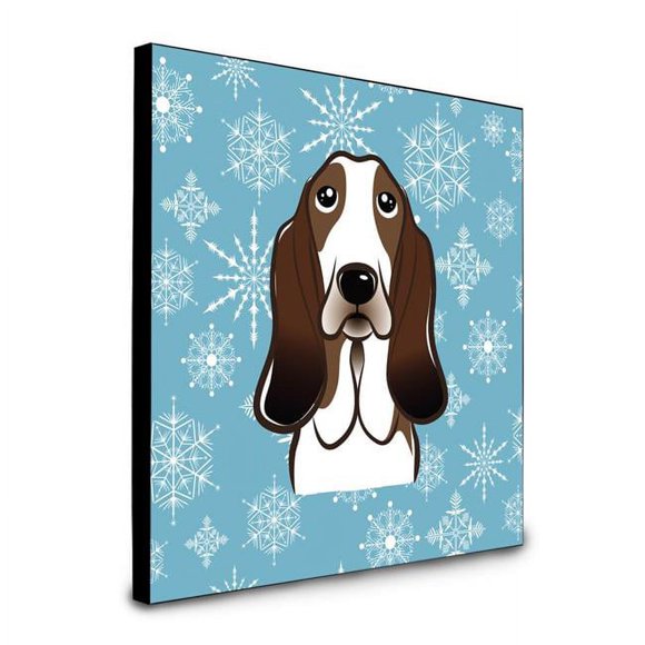 Carolines Treasures BB1677UP88 8 x 8 x 0.625 in. Snowflake Basset Hound Artwork Panel Wall Decor