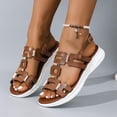 thumbnail image 3 of Slingback Sandals for Women Thick Soft Sole Cushion Slides Trendy Splice Open Toe Summer Beach Shoes Brown Size 8.5, 3 of 7