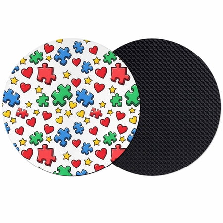 Colorful Cartoon Jigsaw Coasters Set of 2 Absorbent Coasters for Drinks Red Green Yellow Heart Stars Coaster for Desk Coffee Table Protection Home Decor House Warming Gifts 4