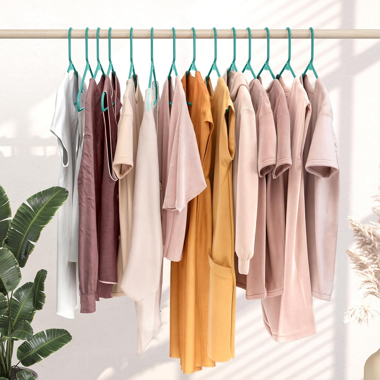 Plastic Hangers 20 Pack Aqua - Clothes Hangers - Makes The Perfect Coat Hanger and General Space Saving Hangers for Closet and New Apartment Essentials - Percheros Ganchos para Colgar Ropa Hangars
