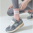 thumbnail image 6 of Women's 2-Pack Non-Slip Athletic Crew Socks with Ruffle Cuff and Stripe Detail Soft Stretch Fit, 2 PK-MUL B, 6 of 7