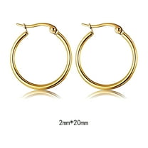 TELOLY Women Stainless Steel Circle Round Hoop Dangle Earrings Studs Jewelry, Stainless Steel Hoop Earrings Set Gold Round Small Hoop Earrings 10MM 12MM 15MM 20MM (1 Pair)