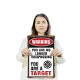 thumbnail image 3 of Warning You Are No Longer Trespassing You Are a Target 12 Inch x 18 Inch Metal Sign Novelty Aluminum Durable UV Protected Perfect for Garages Workshops Fun Gag Gift for Friends Crafted, 3 of 5