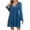 Dark Blue, variant on Women's Long Sleeve Lace Eyelet Mini Dresses Casual Loose Solid Color V Neck Pockets Above Knee Ruffle Cute Babydoll Dress Hot Pink M