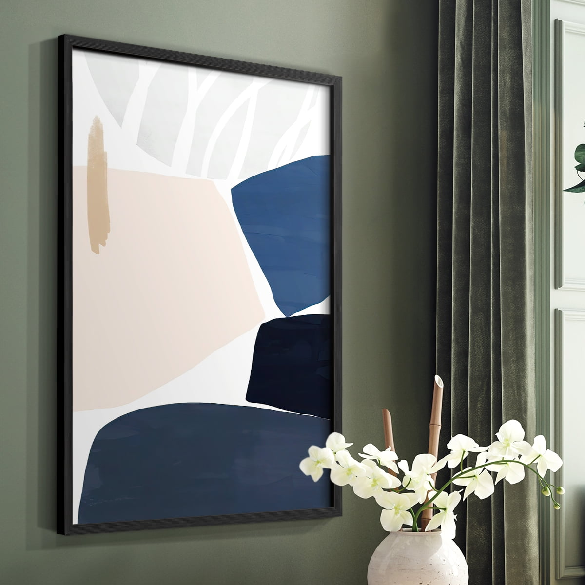 Denim and Sand II Framed Print in Black Solid Wood Framed Print No Nail Hanging