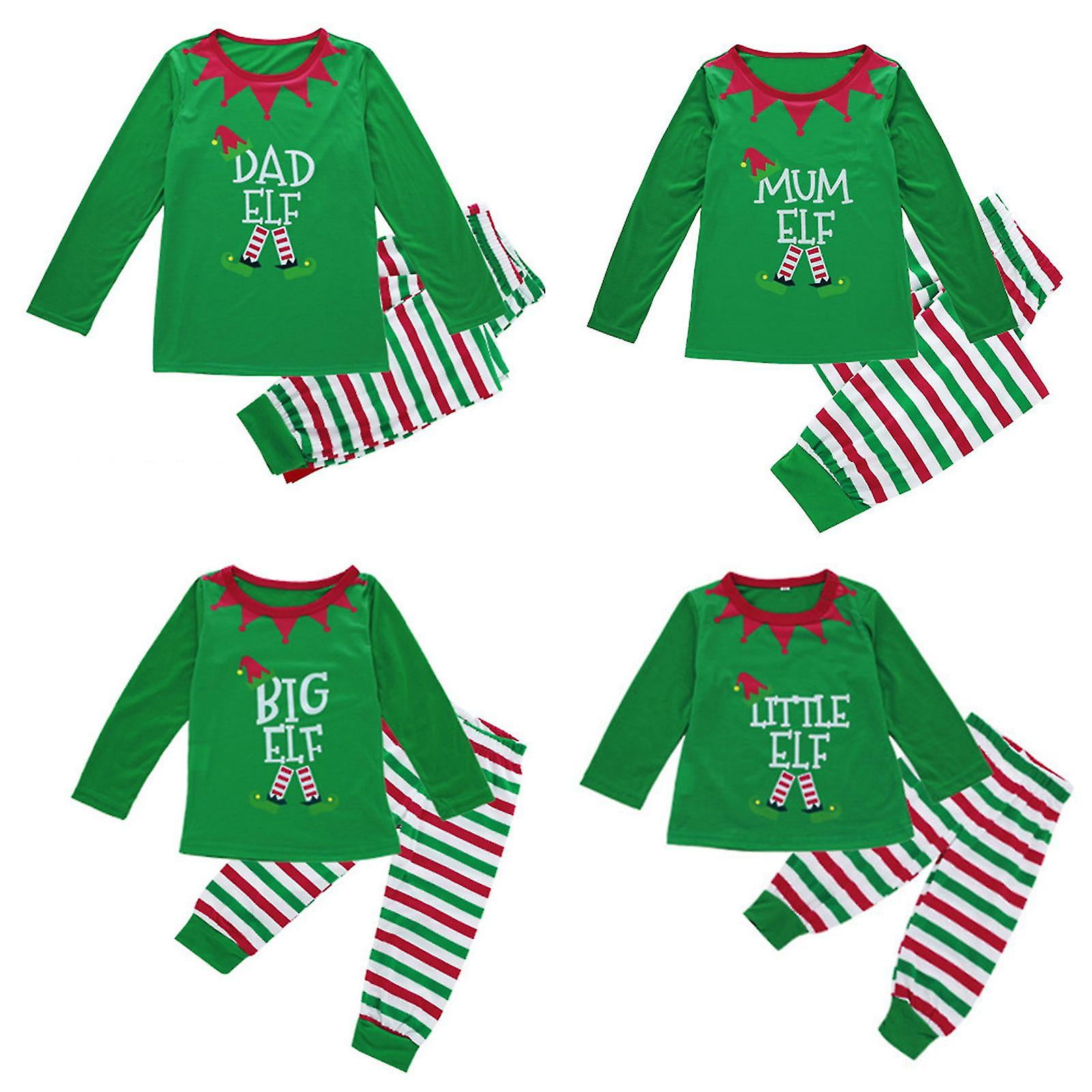 Family Matching Christmas Elf Adult Kids Pajamas Set Nightwear Outfit