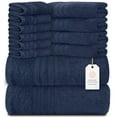 Wealuxe 12 Pc Navy Bath Towel Set 2 Bath, 4 Hand, 6 Washcloths, 100
