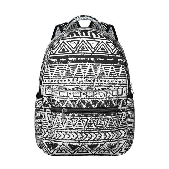 Vintage Rustic Style School Backpack with Floral Tribal Patterns, Scratch-Resistant and Wear-Resistant Oxford Cloth, Adjustable Straps for Comfortable Fit and Large Capacity