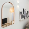 thumbnail image 4 of Clavie Arched Mirror with Metal Frame, 24" x 36" Vanity Mirror for Bathroom Bedroom, Decorative Wall Mirror for Entryway Livingroom, Rose Gold, 4 of 8