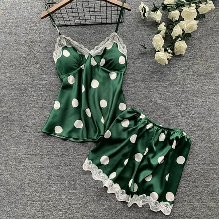 

ãJCXAGRãSilk Pajamas Satin Underwear Lace Camisole Shorts Set Lingerie Women S XXL