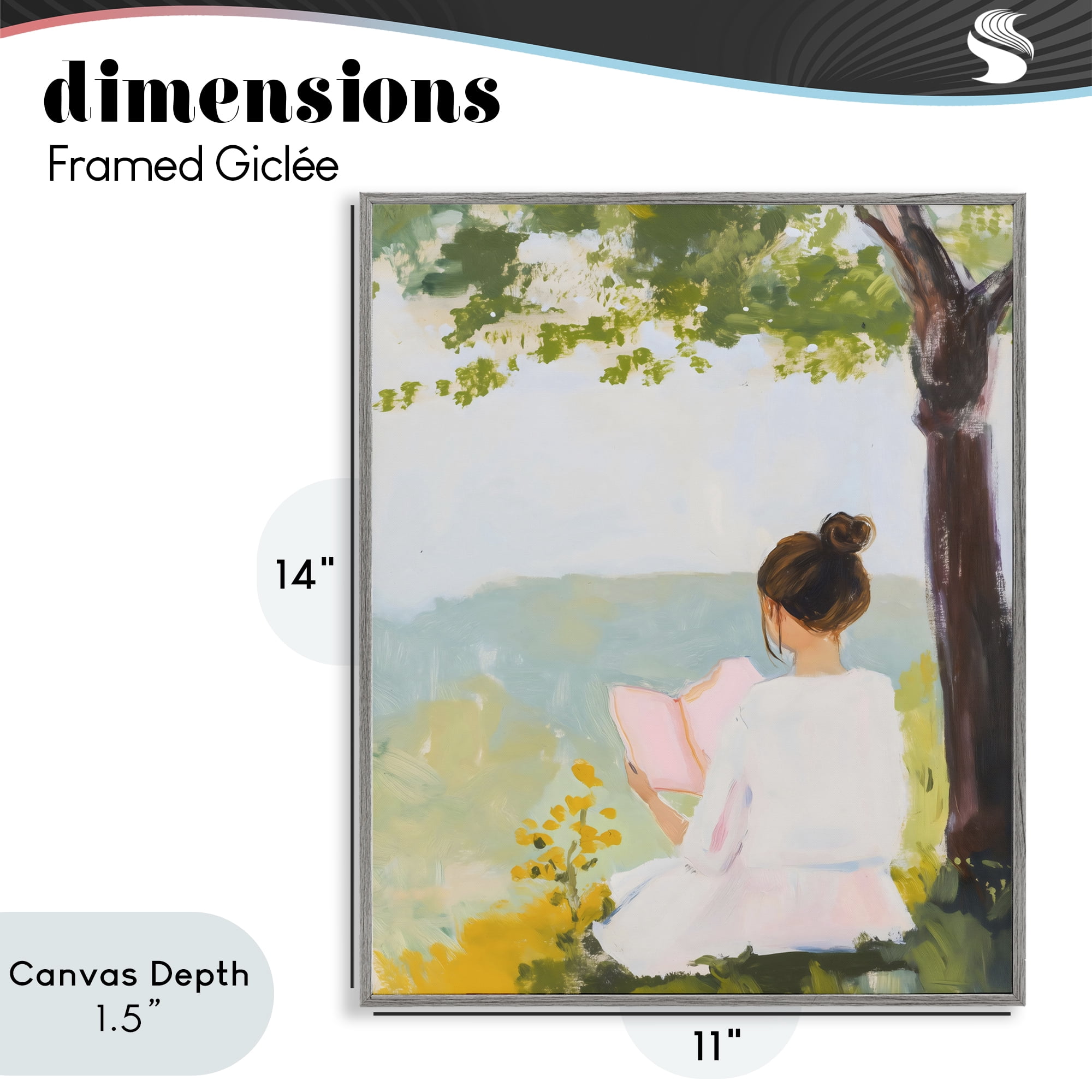 Stupell Industries Girl Reading in Nature Gray Framed Giclee Art, design by The Prints Vibe