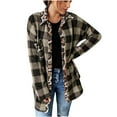 thumbnail image 1 of Leopard Print Jacket Ladies Houndstooth Leopard Print Contrast Plaid Long Sleeve Shirt Jacket, 1 of 6