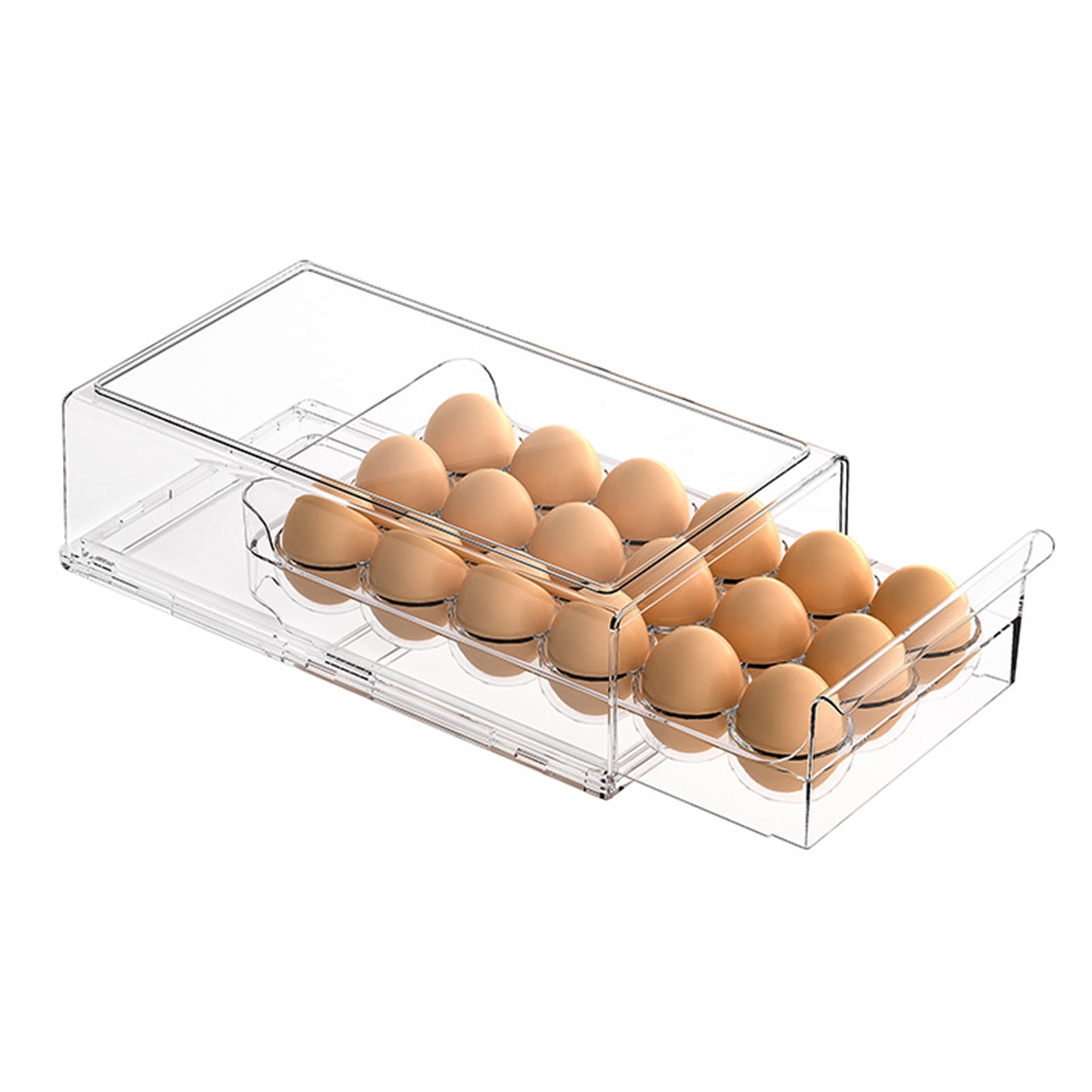 mdesiwst Egg Storage Box Large Capacity 36 Eggs Two-Tier Drawer Design Transparent Refrigerator Egg Rack Organizer