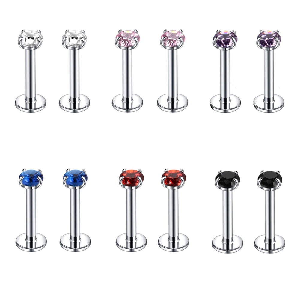 ZS 12Pcs/Set 16G Labret Lip Studs Piercing Monroe Medusa Lip Piercing