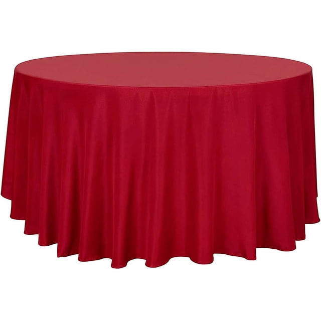 LAICAIW Round Tablecloth-120 Inch-Water Resistant Spill Proof Washable Polyester Table Cloth Decorative Fabric Table Cover for Dining Table, Buffet Parties and Camping, Red
