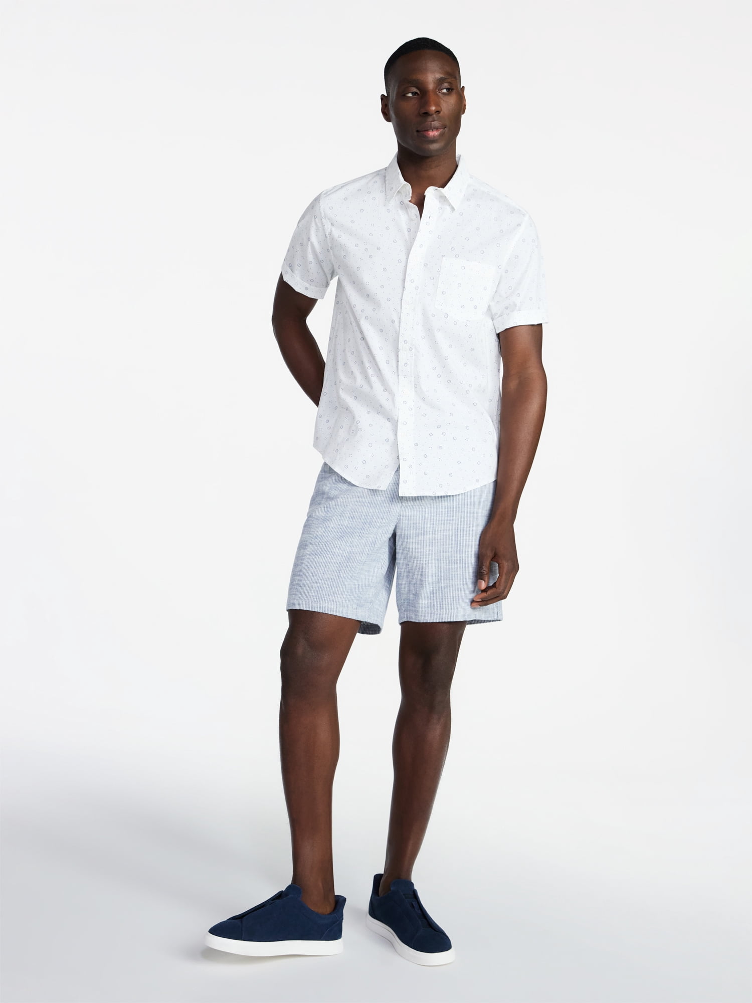 George Men's & Big Men's Modern Fit Poplin Button Up Shirt with Short Sleeves, Sizes XS-5XL