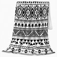 thumbnail image 2 of Black White Zigzag Triangle Diamond Circle Geometric Band Pattern Flannel Blanket For Pattern Fans, Cozy Black Home Decor For Bedroom Living Room Housewarming Gift, 2 of 9
