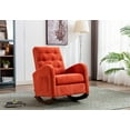 thumbnail image 5 of Fabric Padded Seat Rocking Chair with Side Pocket Mid-Century Modern Nursery Rocking Armchair Upholstered Tall Back Accent Glider Rocker for Living Room(Orange), 5 of 8