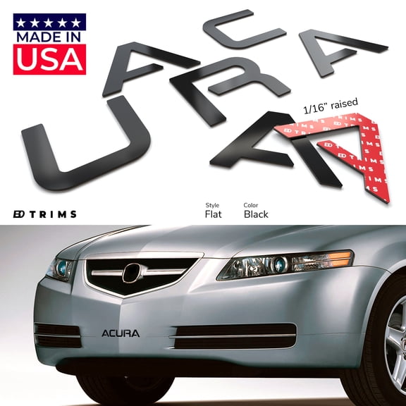 BDTrims | Bumper Letters fits Acura TL 2004-2008 Front Plastic Inserts (Black)