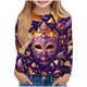 thumbnail image 1 of Tops de Manga Larga Lindo para las Mujeres Impreso Crewneck Casual Blusa, Camisas de Manga Larga con Cuello Redondo Y Poliéster Suave Spandex, Ligero Vestido Diario, 1 of 5