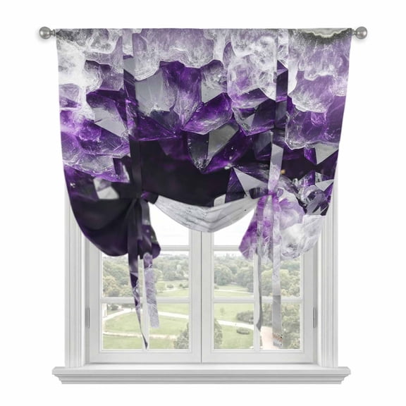 Purple Black Geometric Balloon Curtains for Windows, Bedroom Curtains 54 Inch Length, Modern Abstract Crystals Artwork Tie Up Curtains Panels Thermal Insulated Bathroom Curtains Window 42"x54"