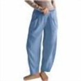 thumbnail image 6 of Admvng Women Sweatpants Solid Color Lace-Up with and Linen All Straight Leg Casual Pants, Size S-3XL, 6 of 6