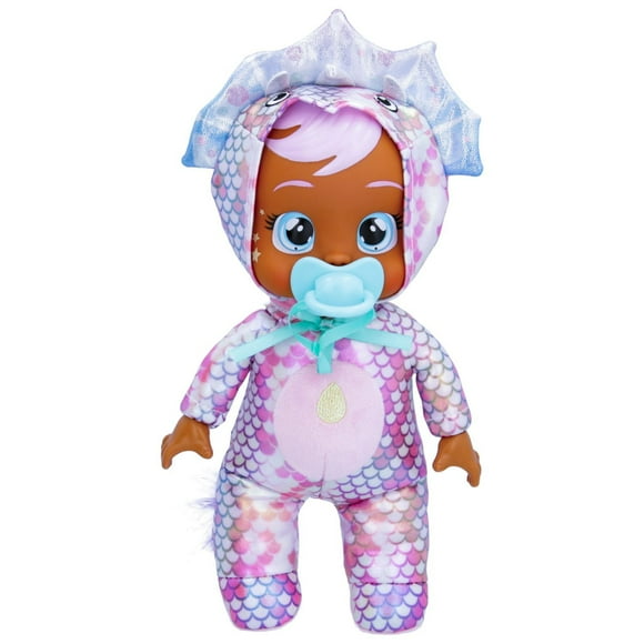 Cry Babies Tiny Cuddles Dinos Phoebe - Poupée de 9 po, verse de véritables larmes, pyjama sur le thème des dinosaures avec des accents métallisés