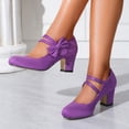 thumbnail image 6 of Women's Bow Mary Jane Chunky Heel Pumps Ankle Strap Round Toe Dress Wedding Party Shoes, 41, 6 of 8