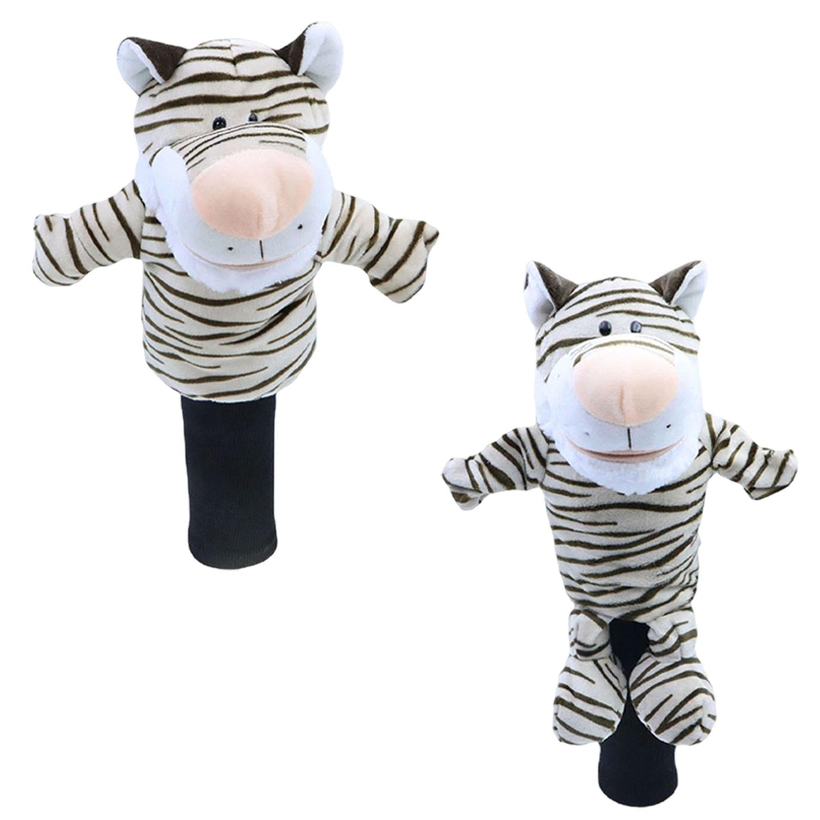 funtasica 2 Pieces Tiger Plush Golf Club Head Covers Driver Fairway Wood Headcovers Golfer Gift Universal Soft Funny Protection Sleeves