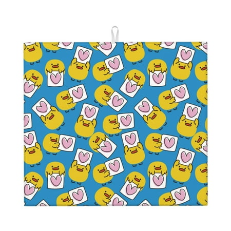 

Uemuo Lovely Duck Pattern Dish Drying Mat 16*18 inch Absorbent Dish Drainer Kitchen Counter Large Size Dish Drying Pad for Countertops Sinks Draining Racks