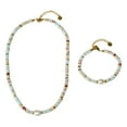 thumbnail image 5 of Natural Shoushan Stone & Freshwater Pearl & Brass Rondelle Beaded Necklaces & Beaded Bracelets Sets Golden 380mm & 160mm, 5 of 5