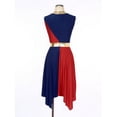 thumbnail image 3 of Lejafay Color Block Praise Dance Dress Sleeveless Asymmetrical Hem Liturgical Dancewear for Women Navy Blue&Red L, 3 of 7