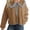 khaki, variant on Women Fleece Cropped Jacket, Peter‑Pan Collar Bow Tie Button‑Front Long Sleeve Coat