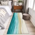 thumbnail image 5 of Turquoise Gradient Beach Washable Runner Rugs 2'x6', Abstracts Seaside Ocean Wave Coastal Low Pile Throw Entryway Rug Non-Slip Sturdy Edge Binding Carpet for Indoor Bedside Entrance Bedside, 5 of 9