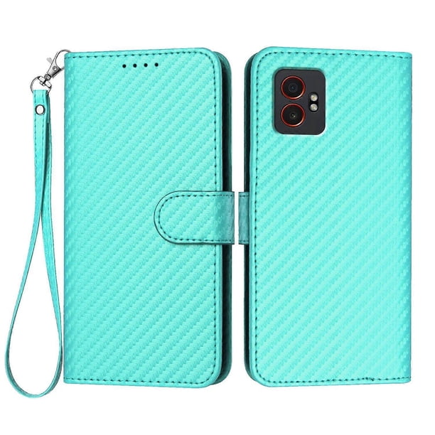 For Samsung Galaxy XCover7 Pro Wallet Case with Strap Carbon Fiber Texture Leather Mobile Cover - Co