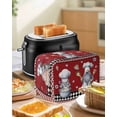 thumbnail image 4 of Red Vintage Gnomes Small Toaster Cover 2 Slice, Kitchen Appliance Covers, Black Checkered Retro Art Toaster Oven Cover with Loop, Bread Machine Cover Polyester Dust Cover Protection, 4 of 4