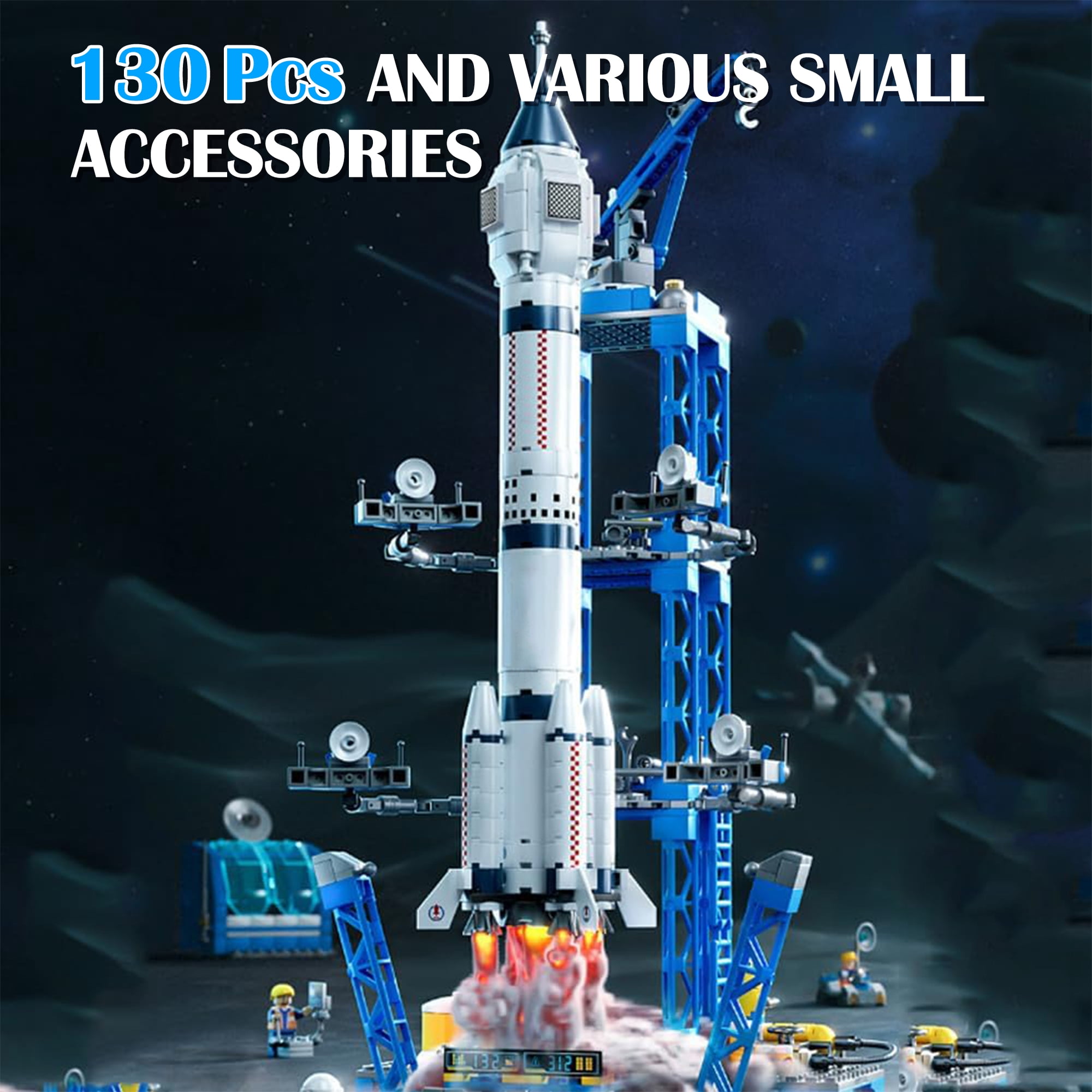 130PCS Building Blocks Toys for 6+ Years Kids Gift Idea Life Space Exploration Shuttle Toys, Space Toy Space Launcher for Boys Girls