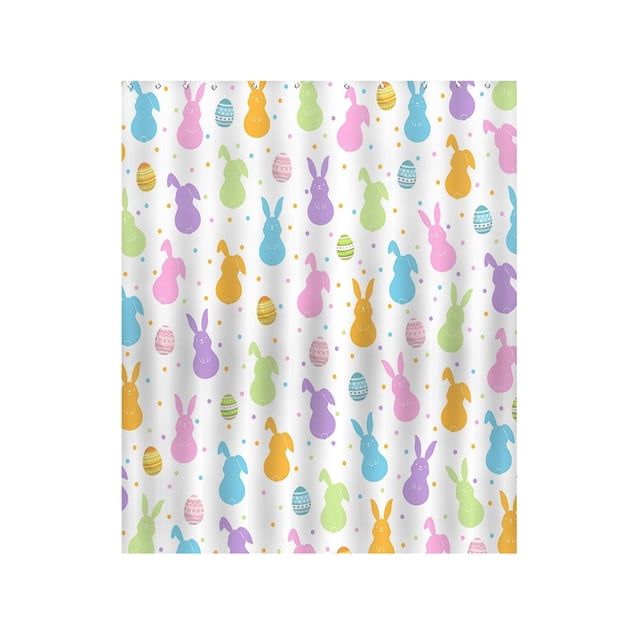 Wozhuo Rideau de Douche Lapin de Pâques Imperméable Résistant à la Moisissure Oeufs Adorables