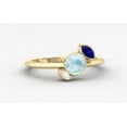 thumbnail image 4 of HeartsAndYou 1ct Natural Round Aquamarine Diamond Sapphire Trilogy Ring 14k SOLID Yellow Gold, 4 of 9