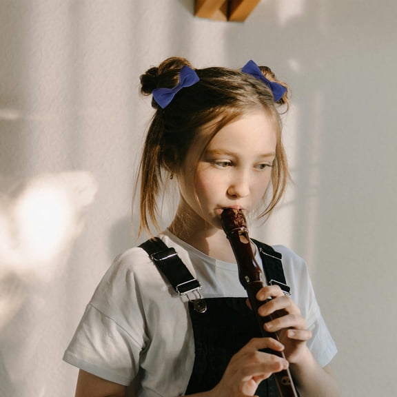 OFFIGAM 12-Pack Cute Navy Bow Ponytail Holders Thin Hair Ties for Daily Wear, School, Holidays & Special Events